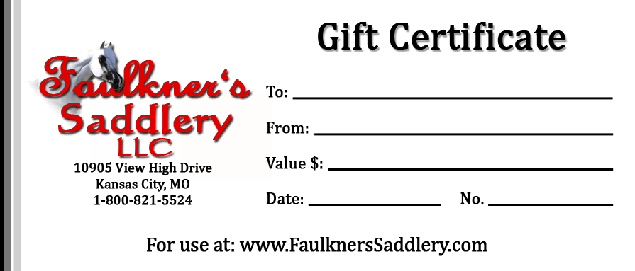 Faulkner's Saddlery Gift Certificate $10 & Up