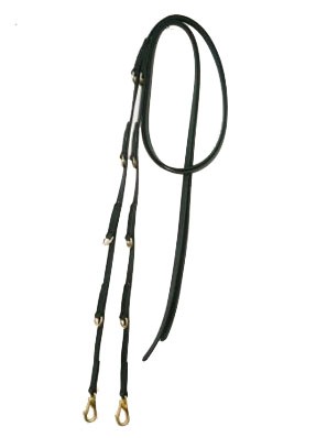 7' Split Leather German Martingale Reins with Spring Snaps